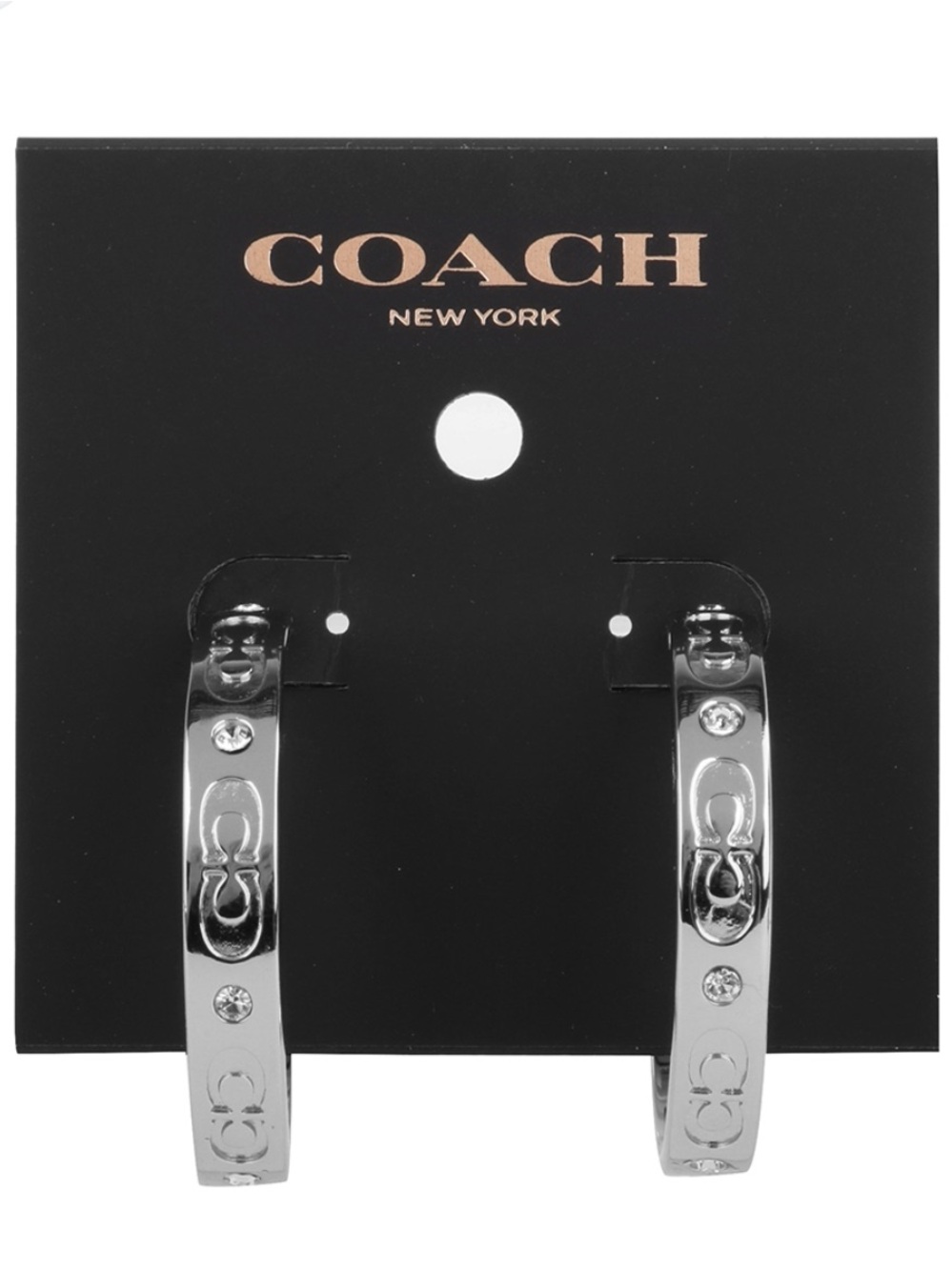 Coach Silver Tone Signature C-Hoop Earrings